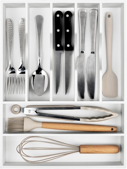 Bellsal Silverware Organizer Kitchen Drawer Organizer Expandable Bamboo Utensil Holder Cutlery Tray for Kitchen Utensil and Flatware Bedroom Office