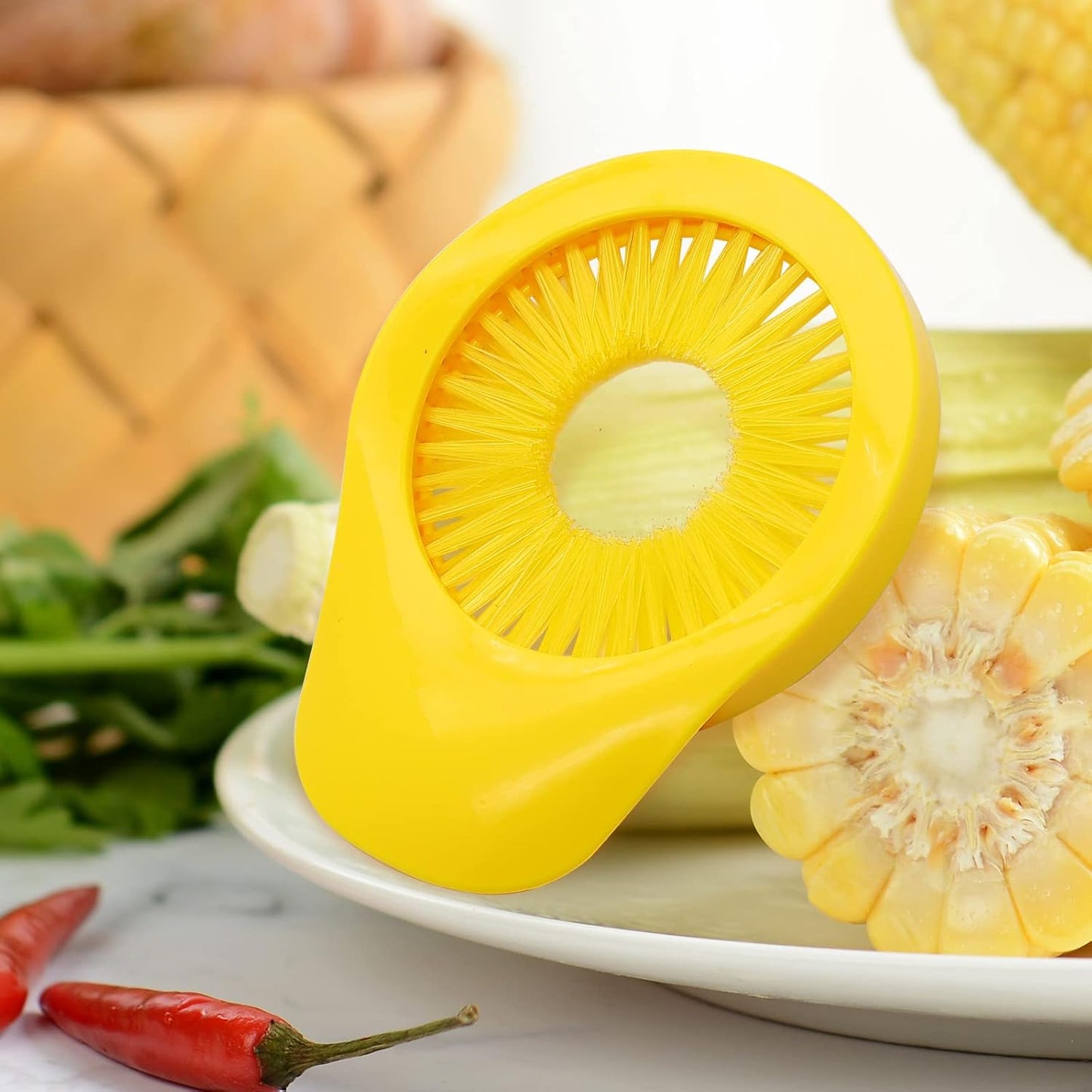 Corn Silk Remover,Corn Cleaning Brush,Vegetable Fruit Silk Remover for Corn Vegetables Cucumber Cleaning Brush Tools(Yellow)