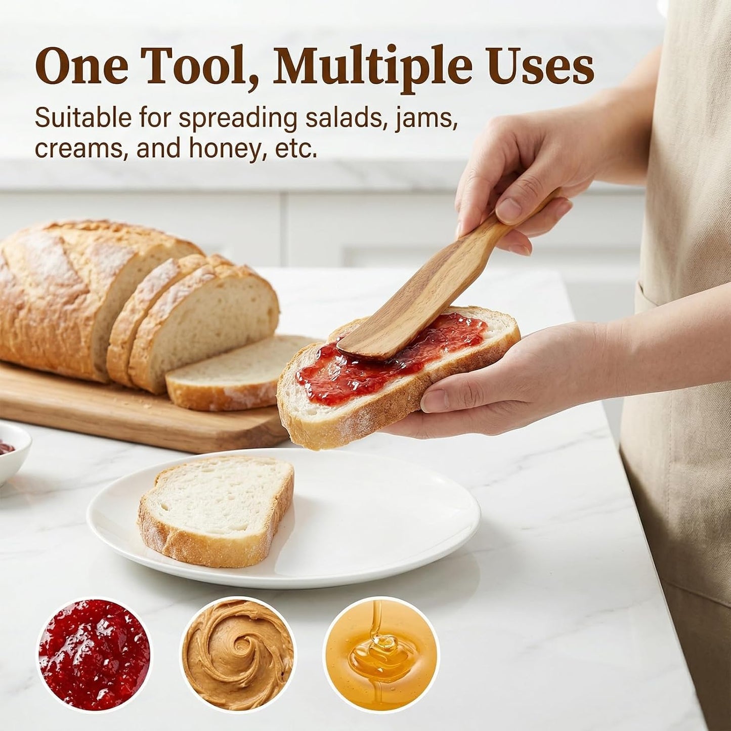 Jeffdad 2 Pcs Wooden Spurtle for Sourdough Starter, Dough Whisk Long Handle Jar Spatula Non-Stick Spurtles Kitchen Tools for Baking Cooking Stirring Mixing