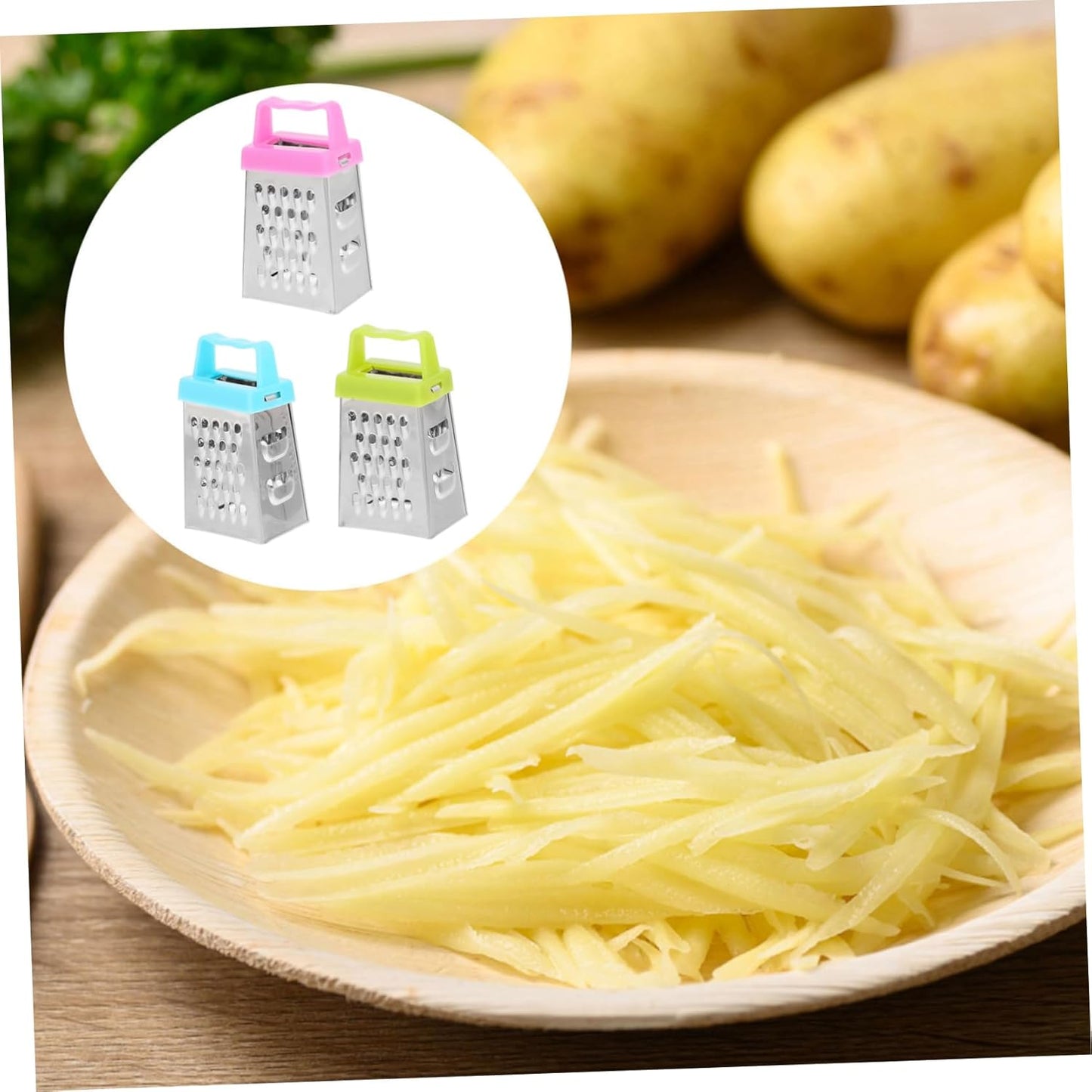 PRETYZOOM Mini Stainless Steel Cheese Grater Box with Non-Slip Handle Multipurpose Hand Grater for Cheese Garlic Ginger and Vegetable Slicing Compact 2.63 Inch Kitchen Shredder Set of 30