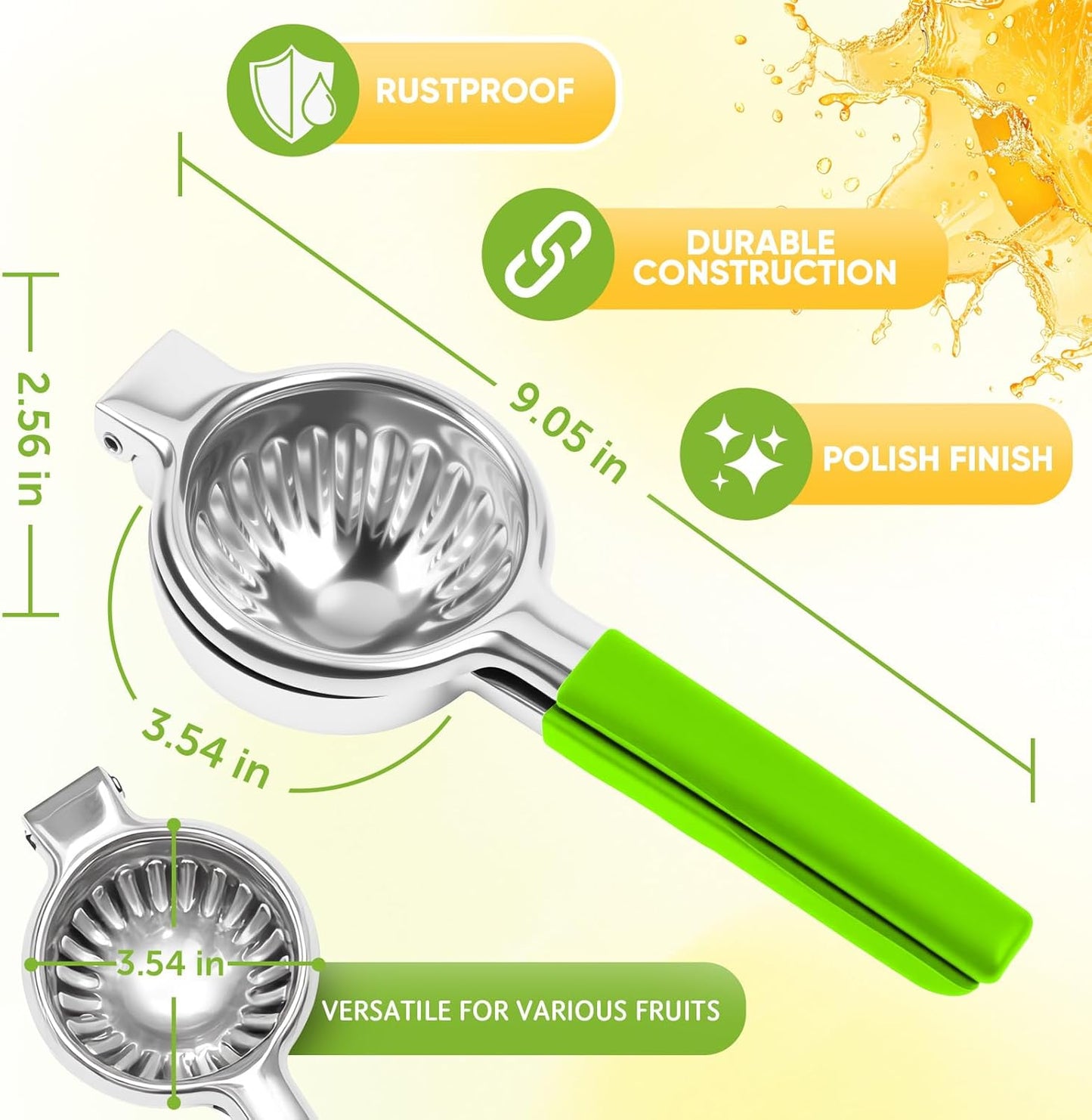 Lemon Squeezer Large, Lemon Squeezer Juicer Stainless Steel, Heavy Duty Manual Citrus Juicer Hand Press, Kitchen Tools Lime Squeezer Bar Tool, Easy to Clean Metal Lemon Hand Press