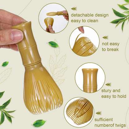 LemonRoad 4 Pcs Plastic Matcha Whisk, Reusable Resin Japanese Chasen Matcha Stirrer Gifts, Ideal for Daily Use, Travel, and Gift Giving