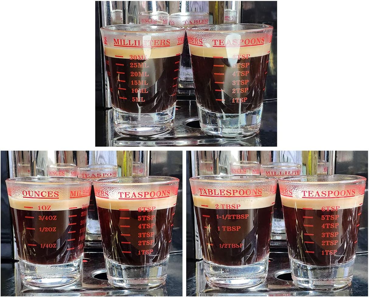 DS. DISTINCTIVE STYLE 120 Milliliter Measuring Cup 2 Pieces Shot Glass Measuring Cup with 4 Kinds of Measuring Scale for Small Amount Liquid (Red, 120 ml)