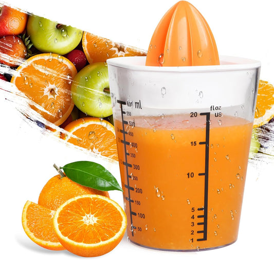 Citrus Juicer Manual Juicer, Multifunctional Hand Juicer, Lemon Lime Squeezer, 20-Ounce Capacity Orange Juicer (White, Basic)