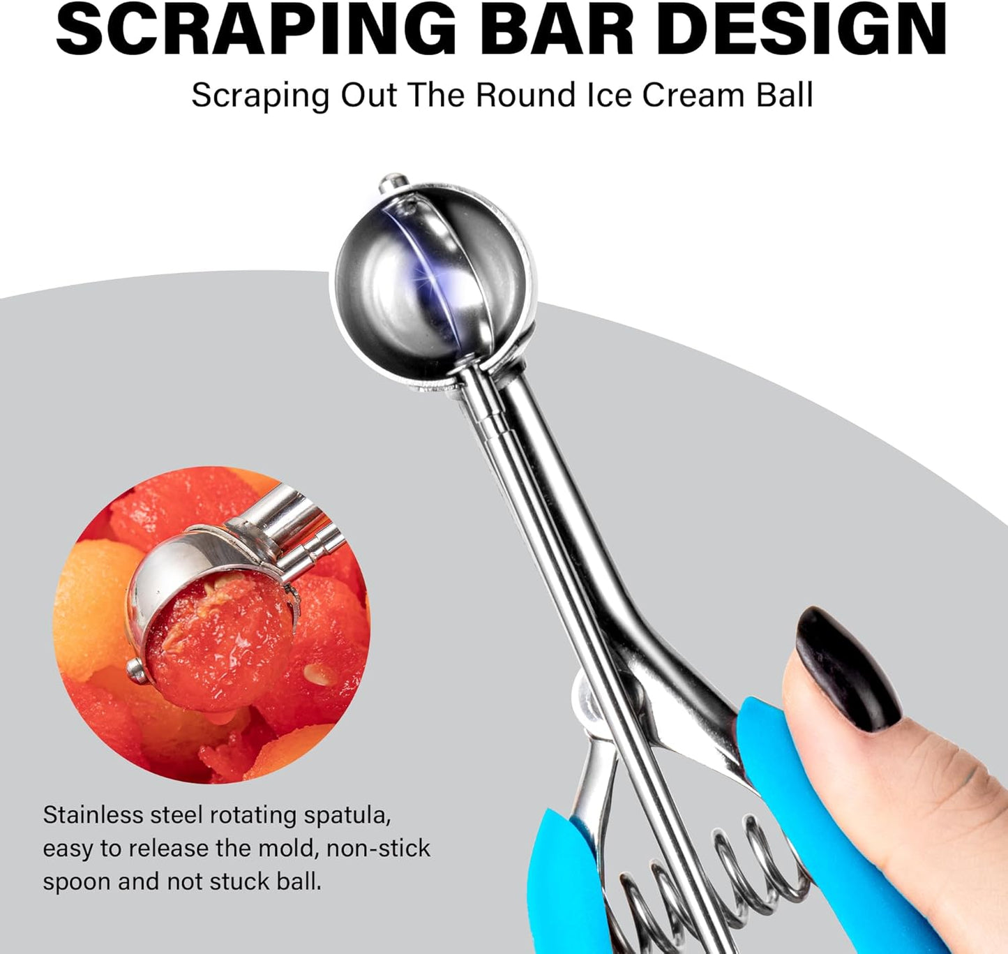 Cookie Scoop Set 1 Tablespoon, Size #60 Cookie Dough Scooper for Baking, 15 ml/0.5 oz Ice Cream Scoop, Acrylic Scoop, Comfortable Grip