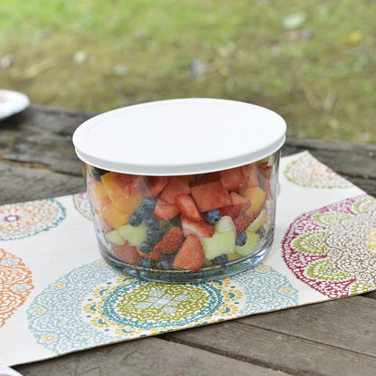 Anchor Hocking Glass Trifle Bowl with Lid, 104 oz Glass Salad Bowl with Acacia Wood Lid