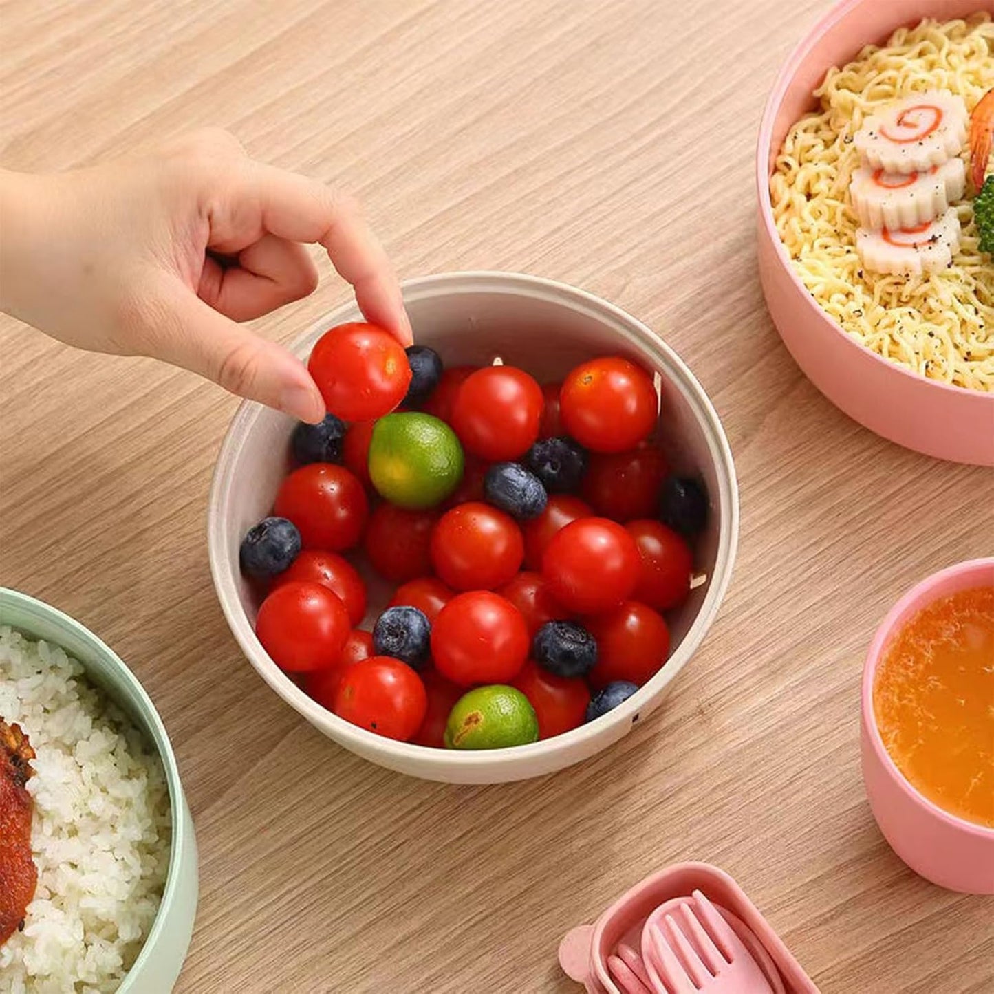 Microwave Ramen Bowl,Microwave Ramen Cooker with Lid,Plastic Mixing Salad Pasta Fruit Rice Cereal Instant Noodles Soup Maker Plate Bowls Set Kitchen College Dorm Room Essentials,Purple
