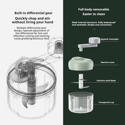 3-Speed Manual Food Chopper-Hand Crank Vegetable Chopper & Garlic Mincer for Effortless Dicing of Onions, Nuts, and Salsa - Compact Kitchen Gadget (100ML)