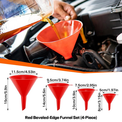 10Pcs Funnels for Automotive Use,Automotive Funnels Set,Wide Mouth Fuel Funnel, Plastic Long Neck Oil Funnel,Flexible Oil Funnel Kit with Spout and Filter for Filling Coolant, Engine Oil, Gasoline