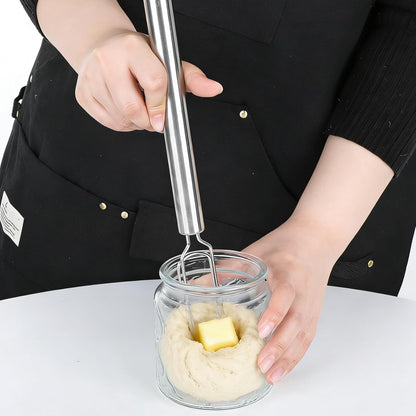 Dough Whisk for Sourdough Starter Stainless Steel Sourdough Starter Stirring Reaches Jar Bottom Dough Hand Mixer Bread Whisk Tool for Pizza Bread Cake Mixing Cooking