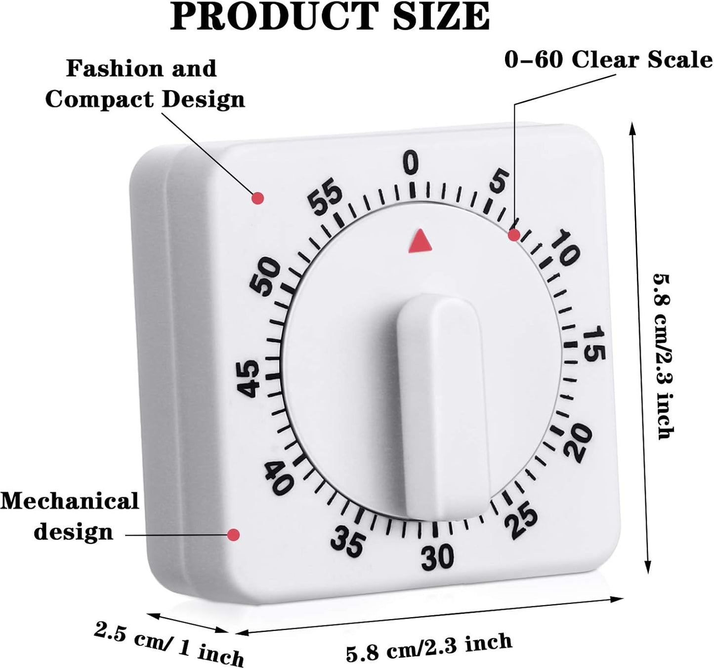 Weewooday 2 Pieces 60 Minute Visual Kitchen Timer Hour Mini Countdown Mechanical Timer Loud Voice for Kitchen, Homework, Exercise