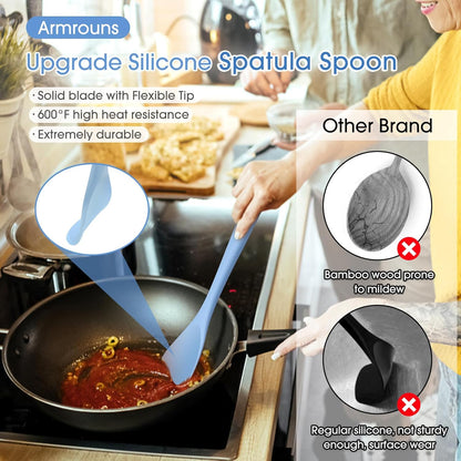 Silicone Spatula Spoon 2-Pack, Rubber Spoonula set Heat Resistant, Seamless Non-Stick Scrapers for Baking Mixing.