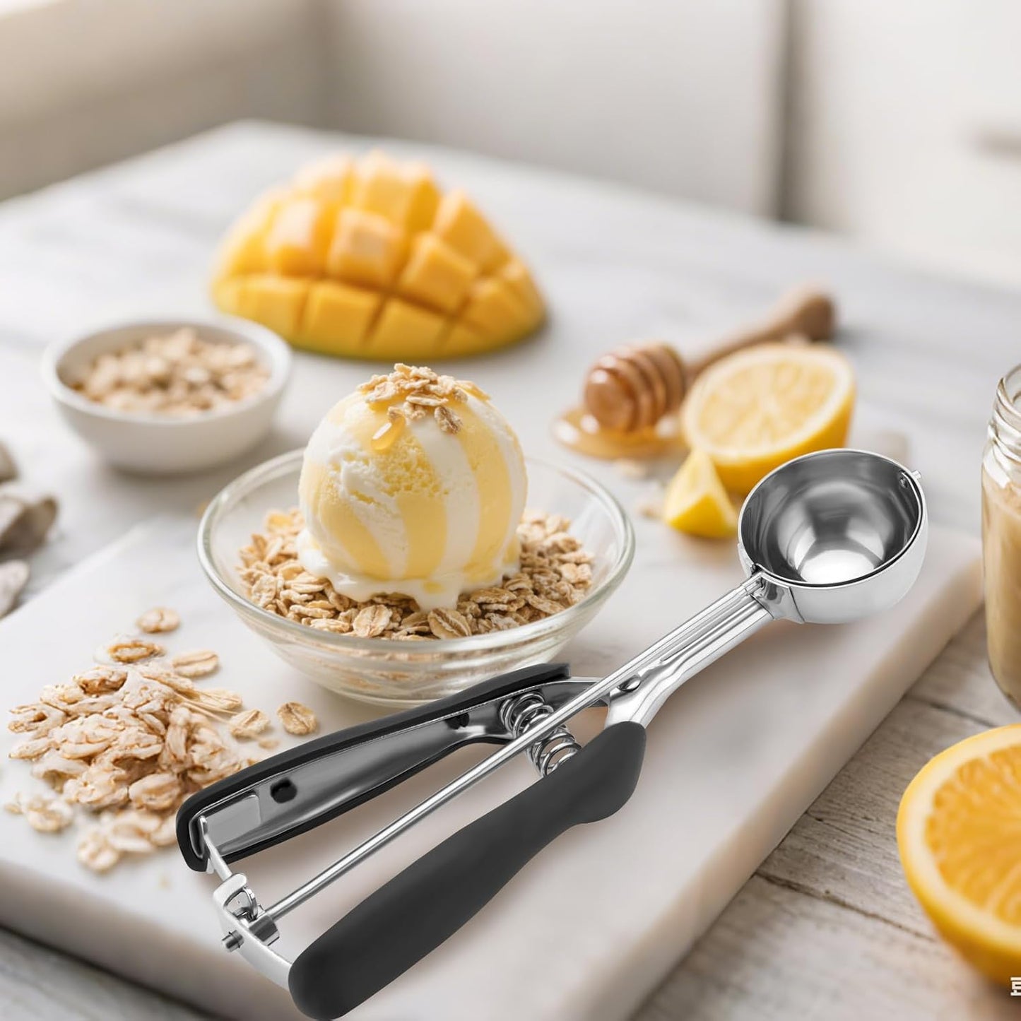 Small Cookie Scoop 1 Tablespoon, Size #60 Cookie Dough Scoop, Stainless Steel Ice Cream Scooper with Trigger Release, for Baking Small Cookies, Meatballs, Melon Balls