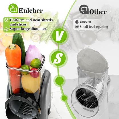 Electric Cheese Grater Rotary Slicer-One-Touch Control Vegetable Slicer, Nuts Grinder Cheese Shredder for Home Kitchen Use, 6 Replaceable Stainless Steel Blades(Black)