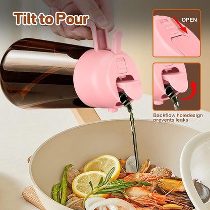 YARRAMATE 2Pcs 16oz/470ml Dark Brown Oil Sprayer for Cooking with Stickers, Food-grade Premium 2 in 1 Olive Oil Dispenser Bottle for Kitchen Gadgets, Air Fryer, Salad, Frying, BBQ (Black&OliveGreen)