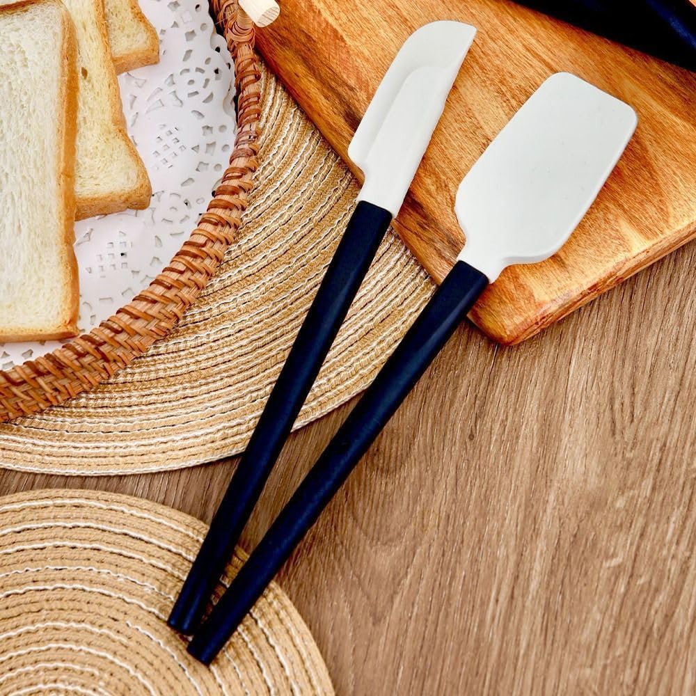Cream Spatula Soft Baking Tools Portable Baking Scraper Cake Mixer Long Handle Pastry Blenders (black-S-Flat Head)