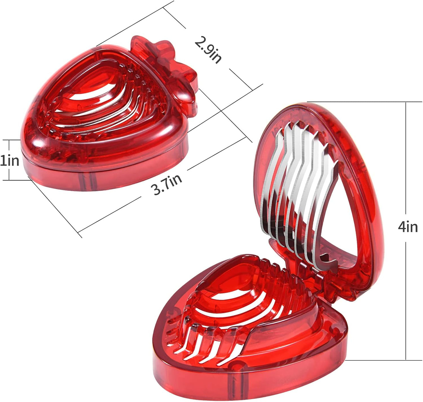 2 PCS Strawberry Slicer, Strawberry Fruit Cutter Slicer Kitchen Gadget Set, Kids Egg Slicer, Fruit Slicing Tool with Stainless Steel Blade