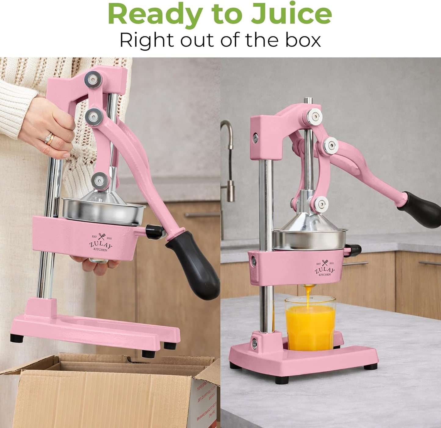 Zulay Kitchen Cast Iron Juicer - Heavy Duty Manual Juicer with Detachable Strainers for Easy Cleaning, Orange Juice Press for Citrus Fruits, Perfect for Bartenders, Juice Lovers & Health Enthusiasts