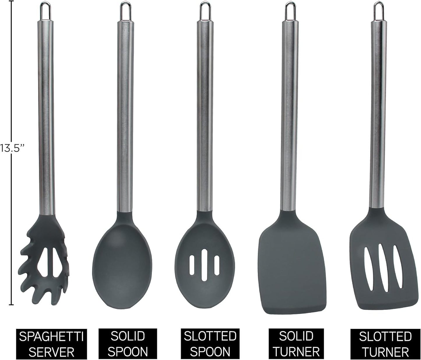 COOK WITH COLOR Silicone Cooking Utensils, Kitchen Utensil Set, Easy to Clean Silicone Kitchen Utensils, Cooking Utensils for Nonstick Cookware, Kitchen Gadgets Set, 10 Pieces, Green