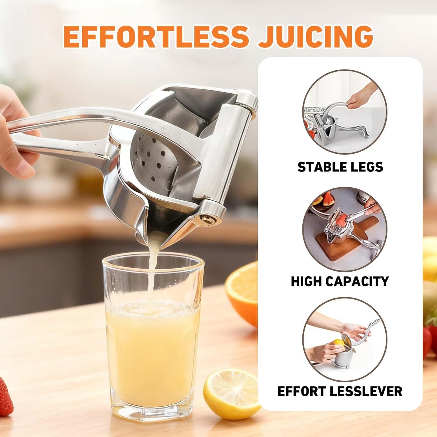 Hand Juicer Squeezer, Heavy Duty Fruit Juice Squeezer Handheld, Manual Juicer Hand Press with Ergonomic Grip, Cast Iron Juice Extractor for Lemon, Citrus, Orange, Lime, Grapefruit, Pomegranate (2PCS)