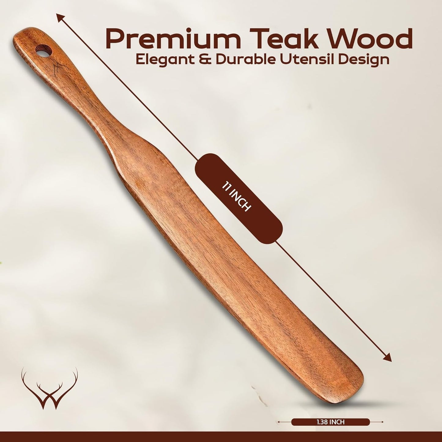 Skinny Spurtle for Sourdough Starter for Baking Tools - 12" Wooden Spurtle for Deep Jar & Dough Whisk - Sourdough bread baking supplies, Teak Wooden Spatula for Cooking