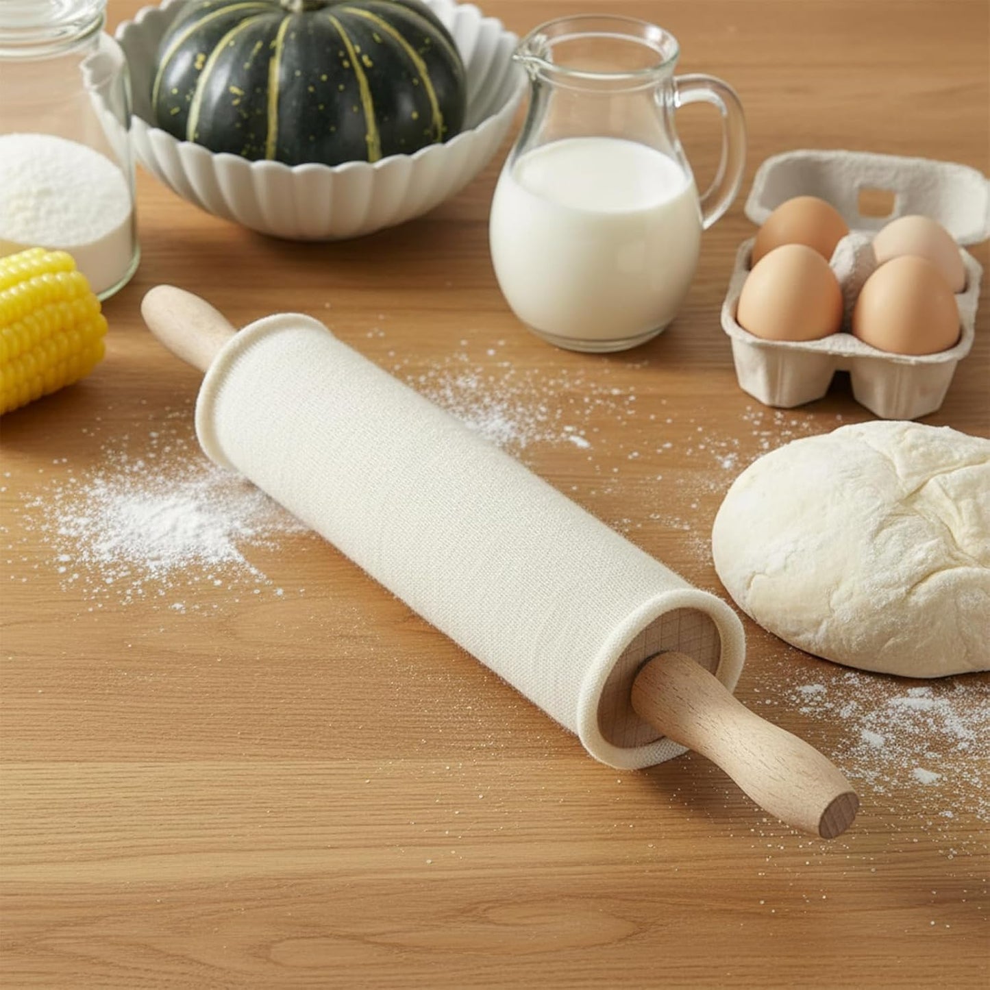 4 Rolling Pin Covers 14.96 x 1.97 Inch Cotton White Rolling Pin Sock Sleeve for Non-Stick Dough Baking Absorbs Excess Flour So Pastries Come out Light and Flakey