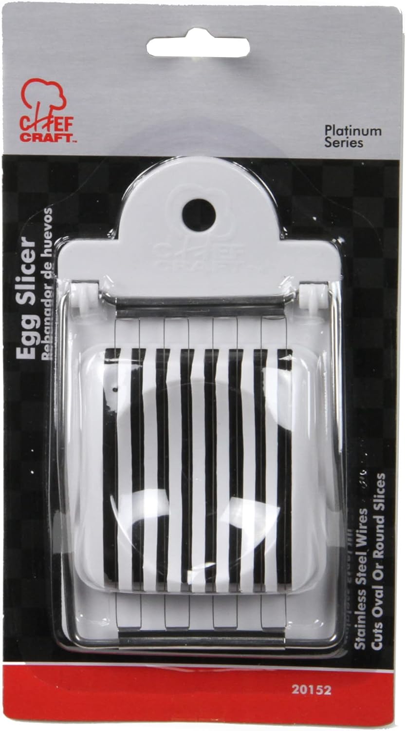 Chef Craft Basic Plastic Egg Slicer, 4 inches in length 8 stainless steel wires, White