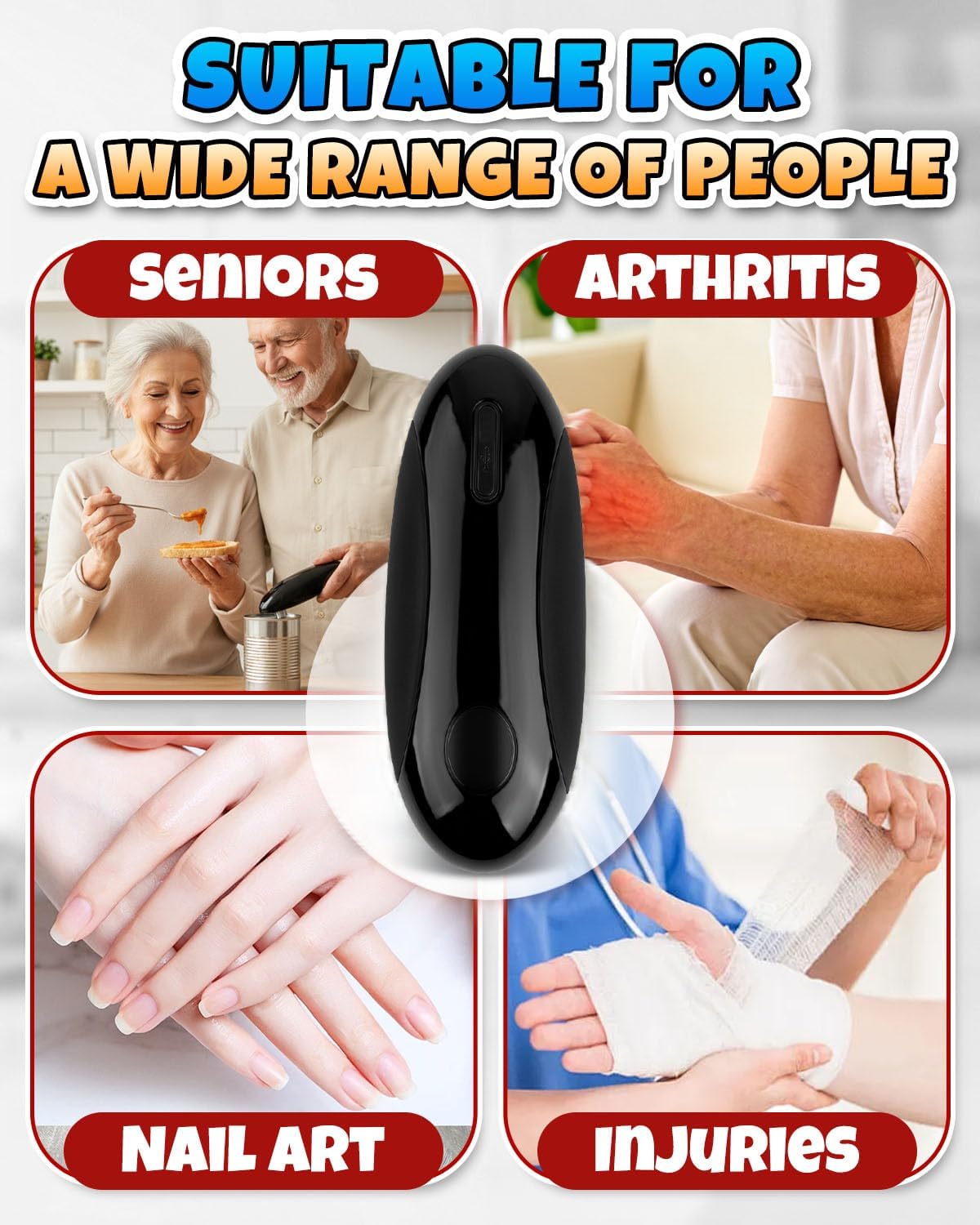 Electric Can Opener, One-Touch Hands Free Can Opener, Side-Cut Can Opener, Safety Smooth Edge, Rechargeable Cordless Can Opener Fits Most Cans, Great for Seniors & Arthritis