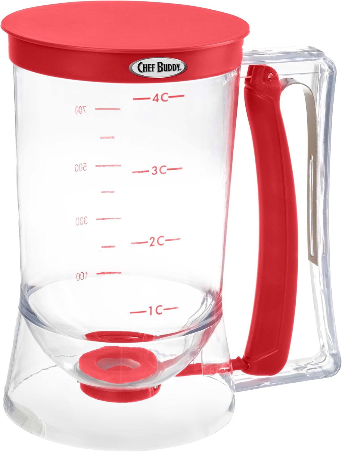 Pancake Batter Dispenser - 4-Cup Batter Dispenser with Squeeze Handle for Pancakes, Waffles, Muffins, and Crepes - Baking Tools (Purple)