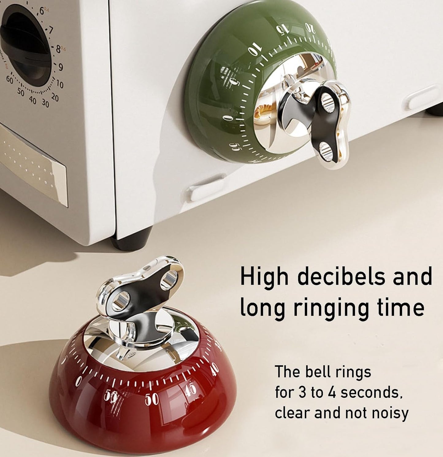 Visual Kitchen Timer for Cooking,Chef Cooking Timers Clock with Loud Alarm,Timers for Classroom, Home and Study,Mechanical Desk Timer,No Batteries Required，Magnetic Back (Cream)