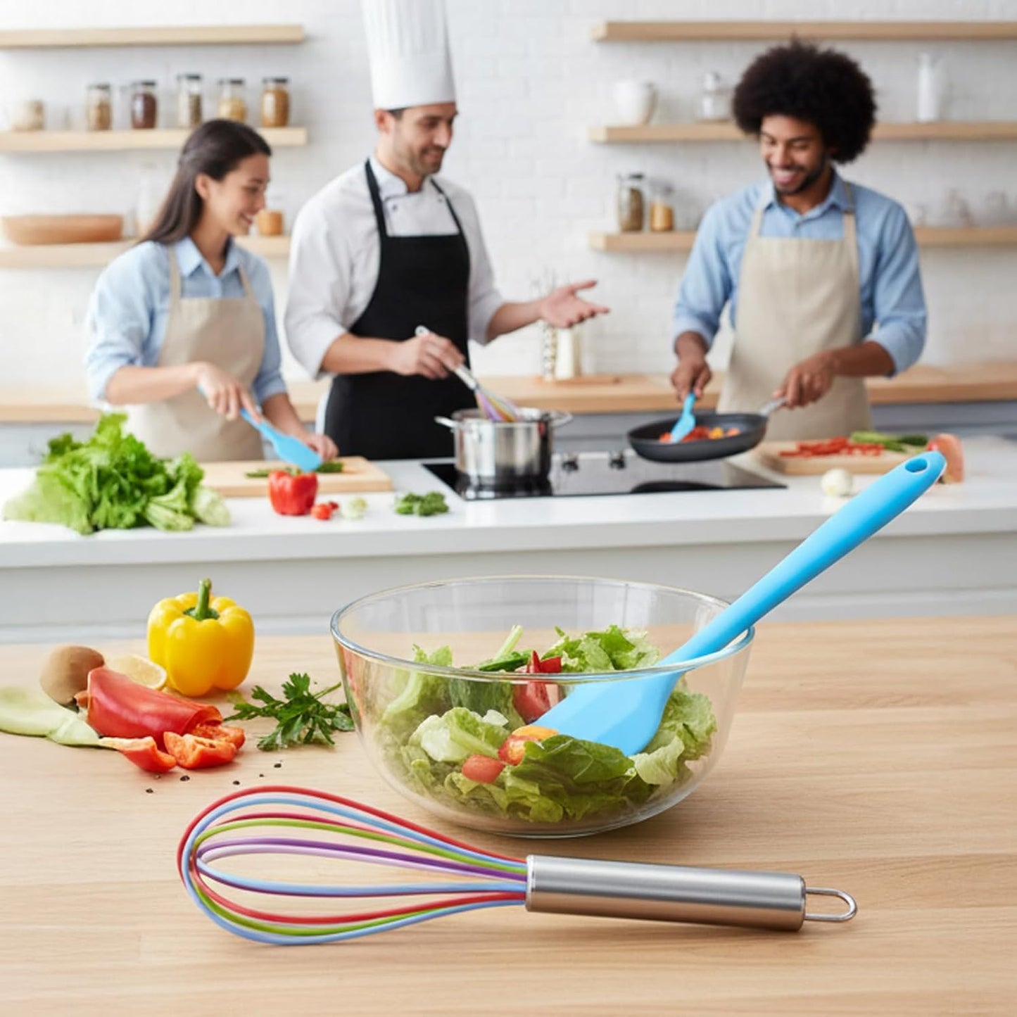 24-Piece Silicone Spatula and Whisks Set: 12 Spatulas (6 Colors) & 12 Colorful 8-Inch Whisks for Baking, Mixing, Cooking - Flexible, Non-Stick, Dishwasher Safe Kitchen Tools