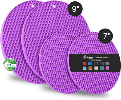 Joyhalo Trivets for Hot Dishes - Hot Pads for Kitchen, Silicone Pot Holders for Hot Pots and Pans, Silicone Mats for Kitchen Countertops, Table, Flexible Easy to Wash and Dry, Grey