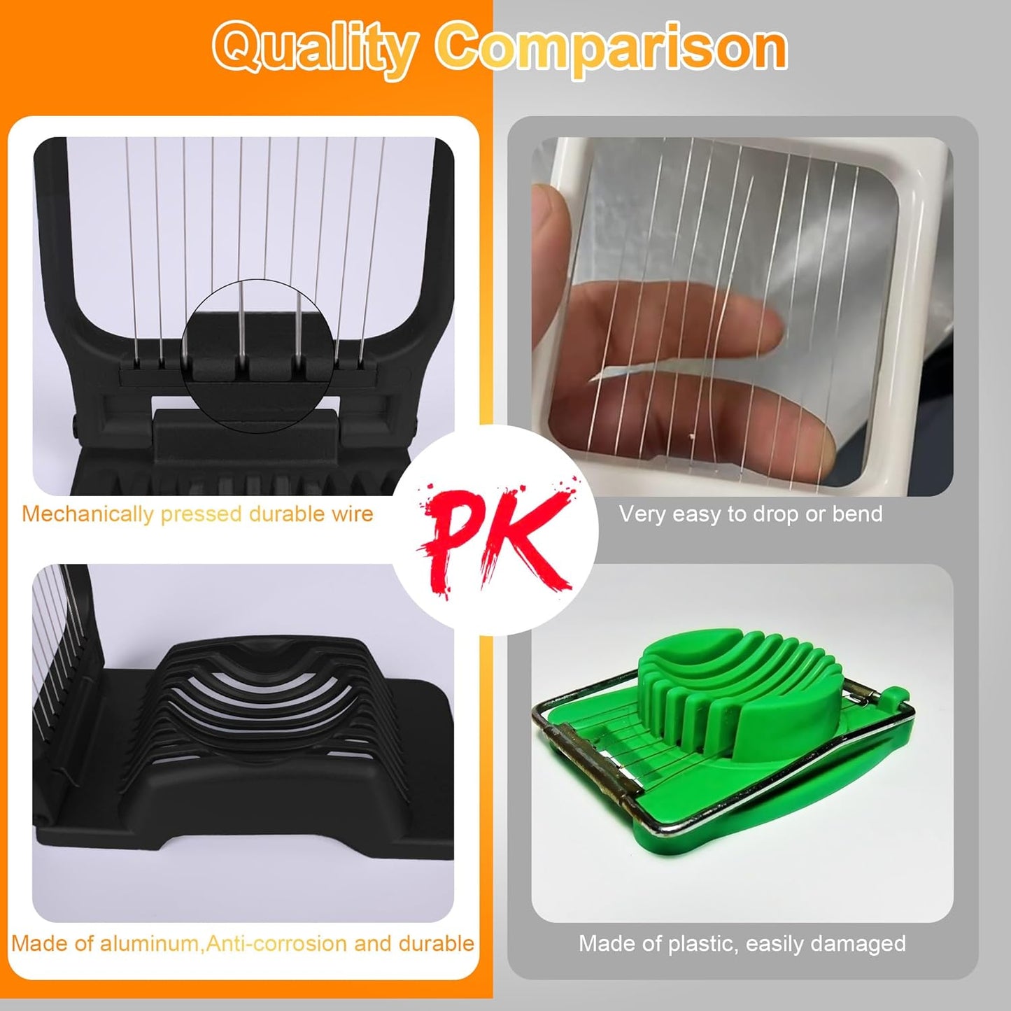Egg Slicer for Hard Boiled Eggs Egg Cutter Strawberry Slicer Heavy Duty Aluminium Tomato Slicer Stainless Steel Wire Multipurpose Egg Slicer Dicer for Soft Fruit Mushroom Home Use