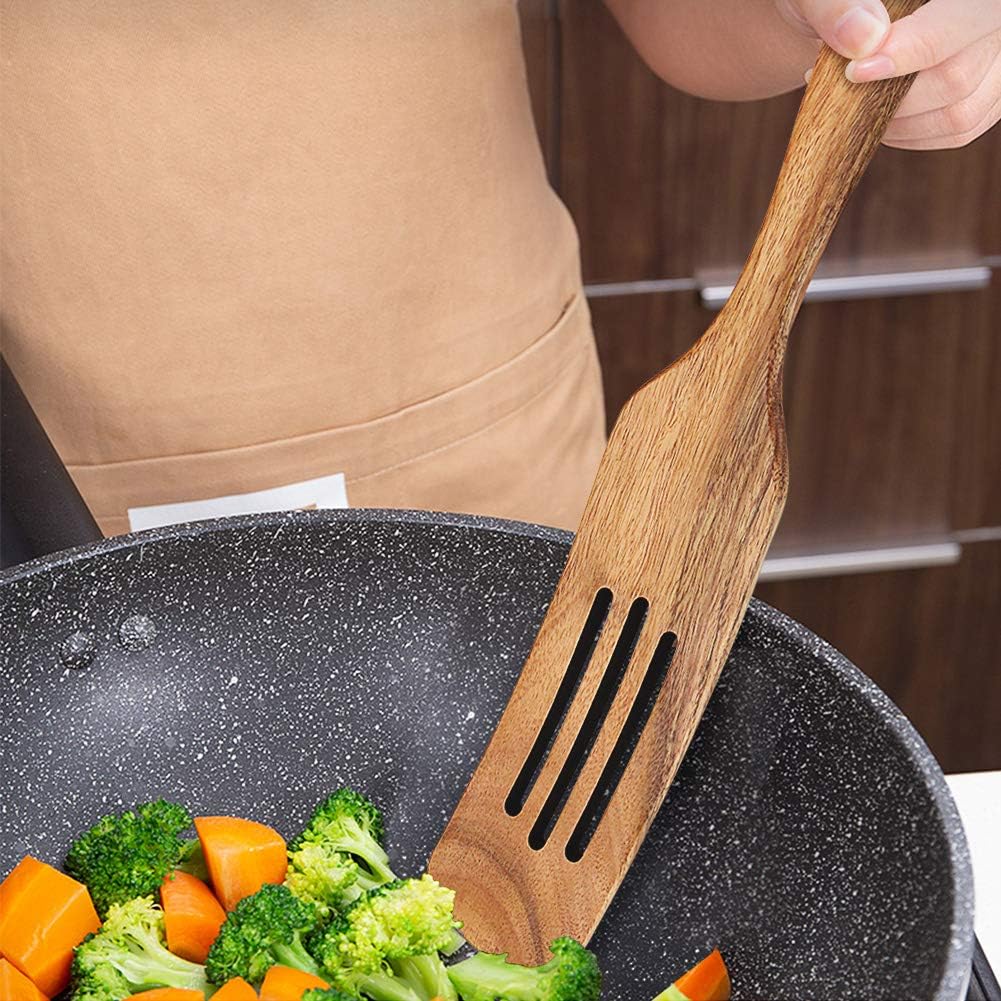 Skinny Spurtle for Sourdough Starter, Mixing,Reaching Bottom of Jars,Dough Whisk,Long Handle Wooden Spatula, Spurtles Kitchen Tools for NonStick Cookware