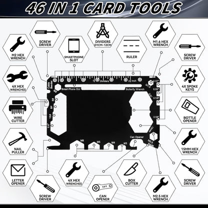 Cholemy 24 Pcs Credit Card Wallet Multitool 46 in 1 Metal Stainless Steel Survival Pocket Tool Bottle Opener Multipurpose Bulk for Husband Dad Men Christmas Birthday Gift, Black