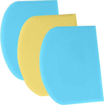 SURDOCA Dough Scraper Bench Scraper - 3P 4.7x3.7" Plastic Flexible Bowl Scraper, Sharp Edge & Angles Cake Scraper. Non-Slip Bakeware Decorating Tools Sculpting & Modeling Tools - Pure White - Colors A
