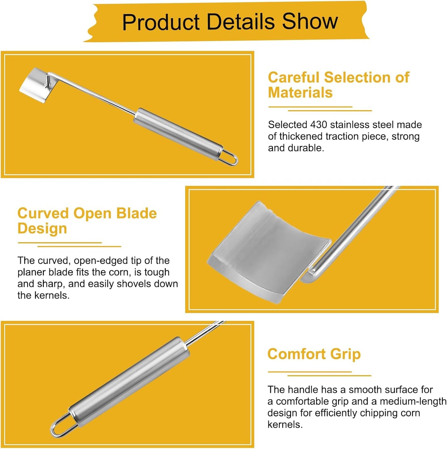 NEW Long Handle Stainless Steel Corn Peeler & Stripper,Corn Cob Stripper,Easy Clean Corn Peeler Corn Cob Stripper Tool