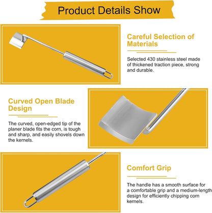 NEW Long Handle Stainless Steel Corn Peeler & Stripper,Corn Cob Stripper,Easy Clean Corn Peeler Corn Cob Stripper Tool