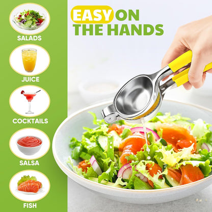 Lemon Squeezer Large, Lemon Squeezer Juicer Stainless Steel, Heavy Duty Manual Citrus Juicer Hand Press, Kitchen Tools Lime Squeezer Bar Tool, Easy to Clean Metal Lemon Hand Press