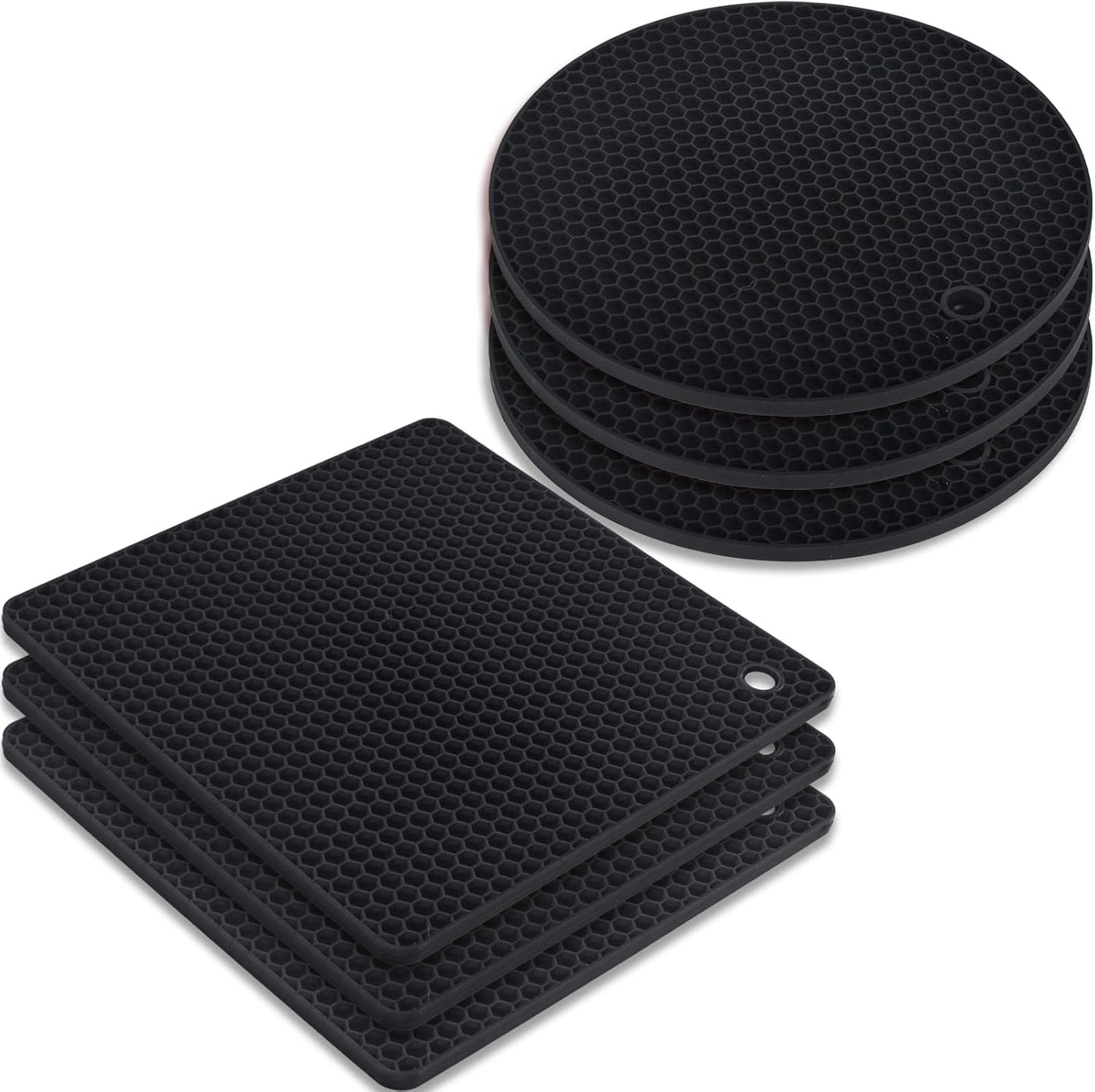 homEdge Silicone Square Trivets Mat, 6 Packs Multipurpose Non Slip Heat Resistant Pot Holder-Mint Green