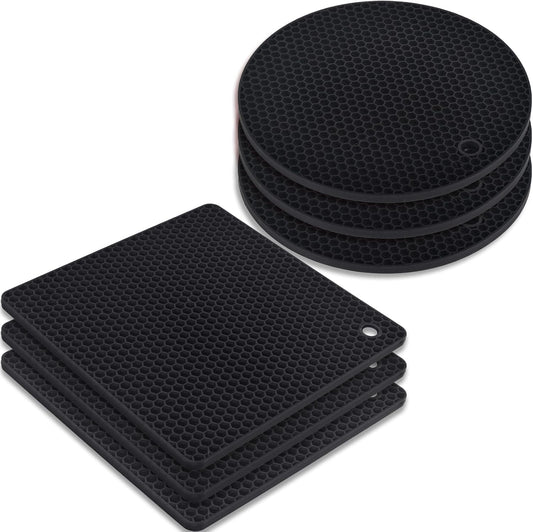 homEdge Silicone Square Trivets Mat, 6 Packs Multipurpose Non Slip Heat Resistant Pot Holder-Mint Green