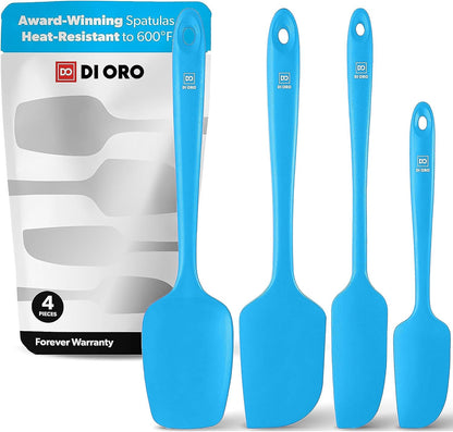 DI ORO Silicone Spatula Set - Rubber Kitchen Spatulas for Baking, Cooking, & Mixing - 600°F Heat-Resistant & BPA Free Silicone Scraper Spatulas for Nonstick Cookware - Dishwasher Safe (4pc, Black)