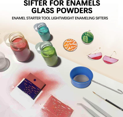 Sifter for Enamels Glass Powders DIY Enamel Starter Tool Lightweight Enameling Sifters 1/2" Blue