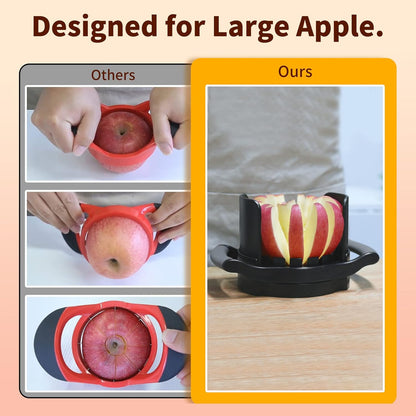 OOKUU Extra-Large Apple Slicer & Corer – 16-Blade Heavy Duty Stainless Steel Apple Cutter, Safe & Quick Apple Divider for Apples, Pears & More, with Clear Catch Bowl
