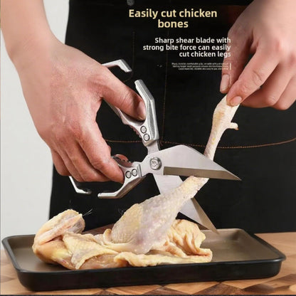 Multifunctional Heavy-Duty Kitchen Shears,Ultra Sharp Stainless Steel Poultry Shears,Multipurpose Food Scissors for Chicken, Meat,Fish, Vegetables,Bone Cutting(Silver)