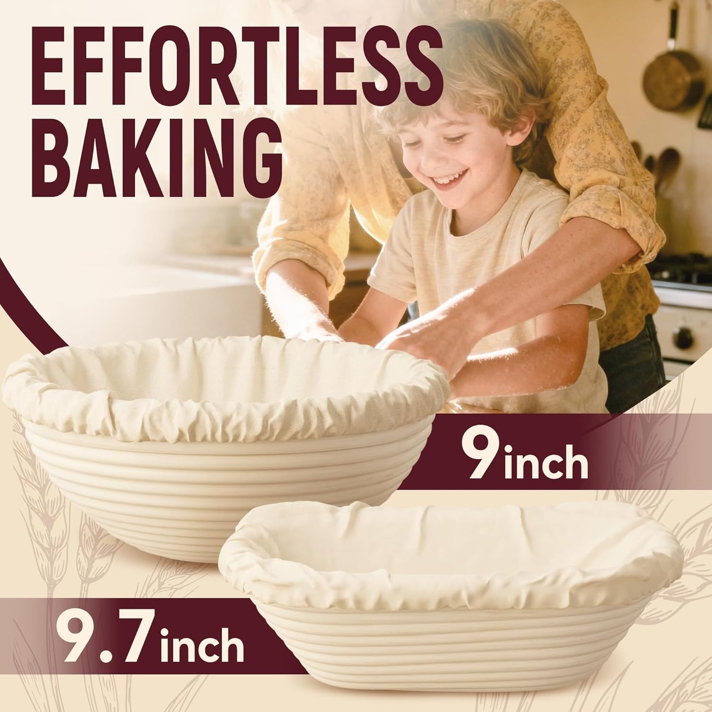 Sourdough Starter Kit, 9" Round and 9.7" Oval Banneton Proofing Baskets, Bread Baking Supplies with Glass Starter Jar, Dough Whisk, Bread Lame, Scrapers and Linen Liners