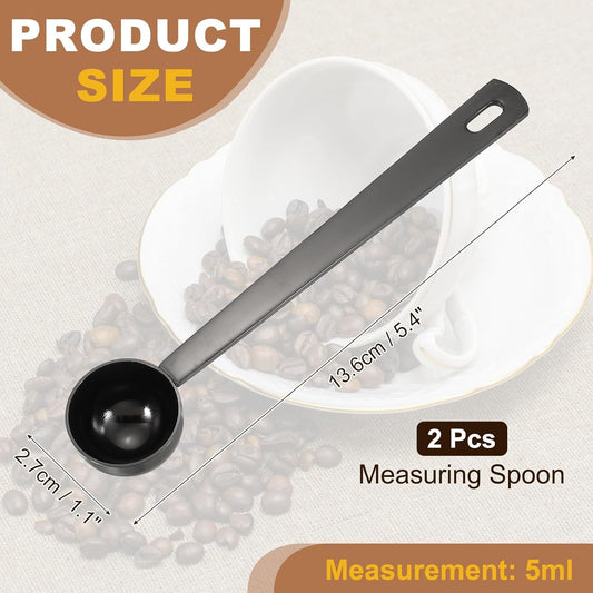 uxcell Measuring Spoon, 15ml Long Handle Table Scoop Teaspoon Coffee Scoop Spoon for Ground Coffee Tea Sugar Cooking Baking, Black