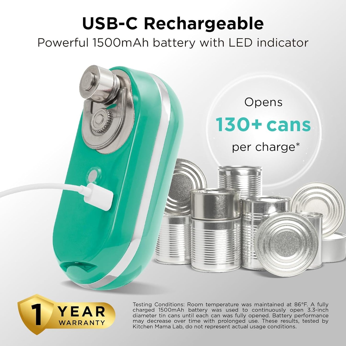 Kitchen Mama Mini Plus Rechargeable Electric Can Opener: USB-C Charging, Hands-Free, Auto Stop, Compact, Cordless, Smooth Edge - Perfect for Seniors with Arthritis, Home, and Travel (Red)
