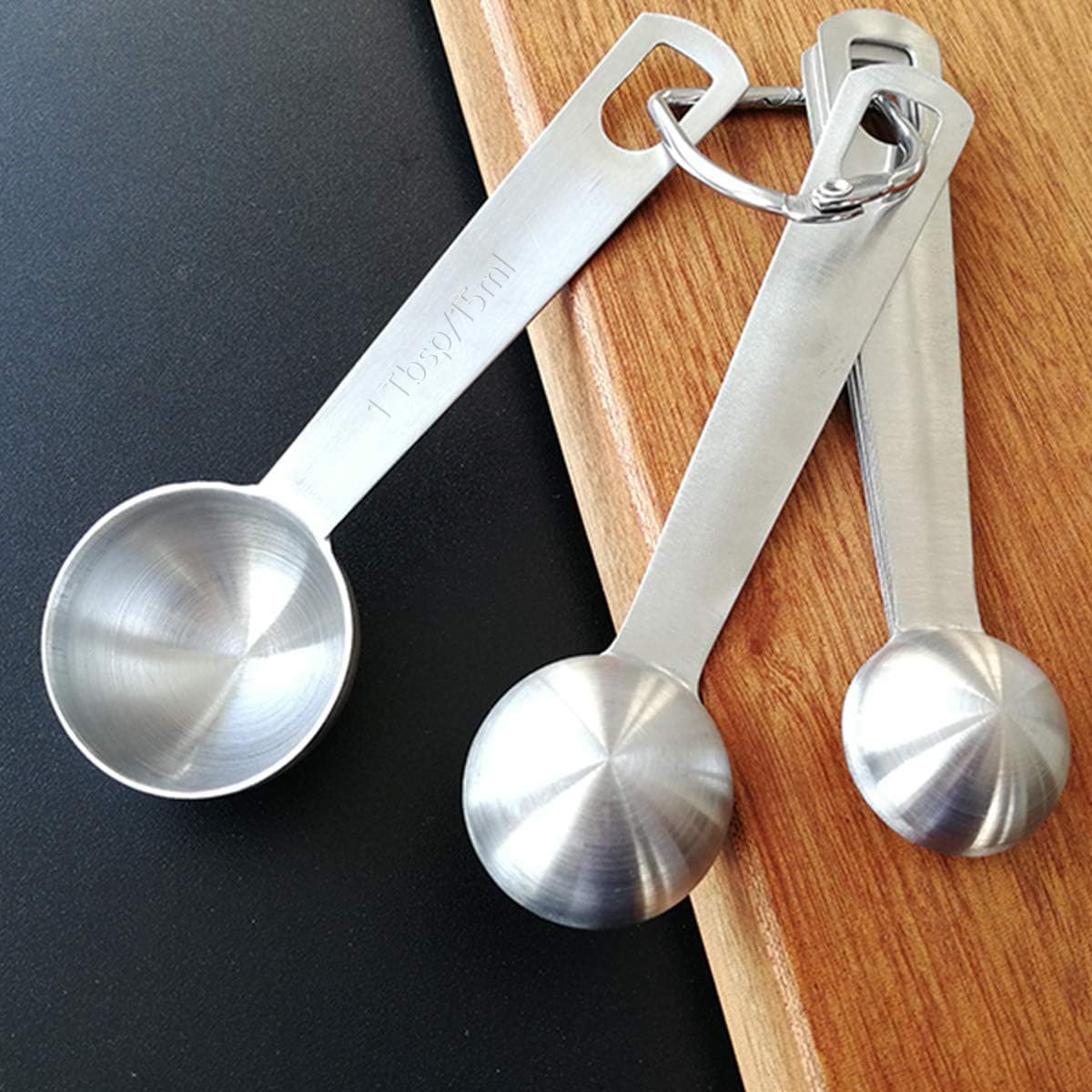 Metal Measuring Spoons Set - Baking Essentials,Premium Stainless Steel Kitchen Gadgets with Precise Measurements for Home and Professional Use,Nesting Teaspoons for Easy Storage - 6 Piece