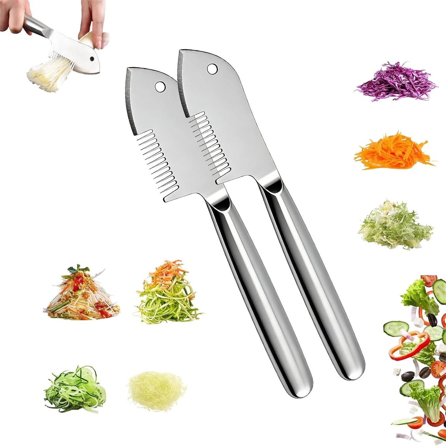 Stainless Steel Multi-purpose Julienne Peeler, Vegetable Julienne Slicer Quick & Easy Kitchen Shredder Tool, Precision Julienne Blade, Comfortable Handle & Hanging Hole for Fruit, Carrot (1Pcs)